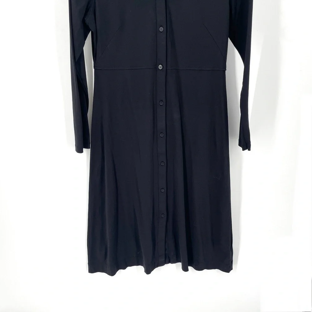 Everlane The Luxe Cotton Button Front Collared Long Sleeve Casual Shirtdress